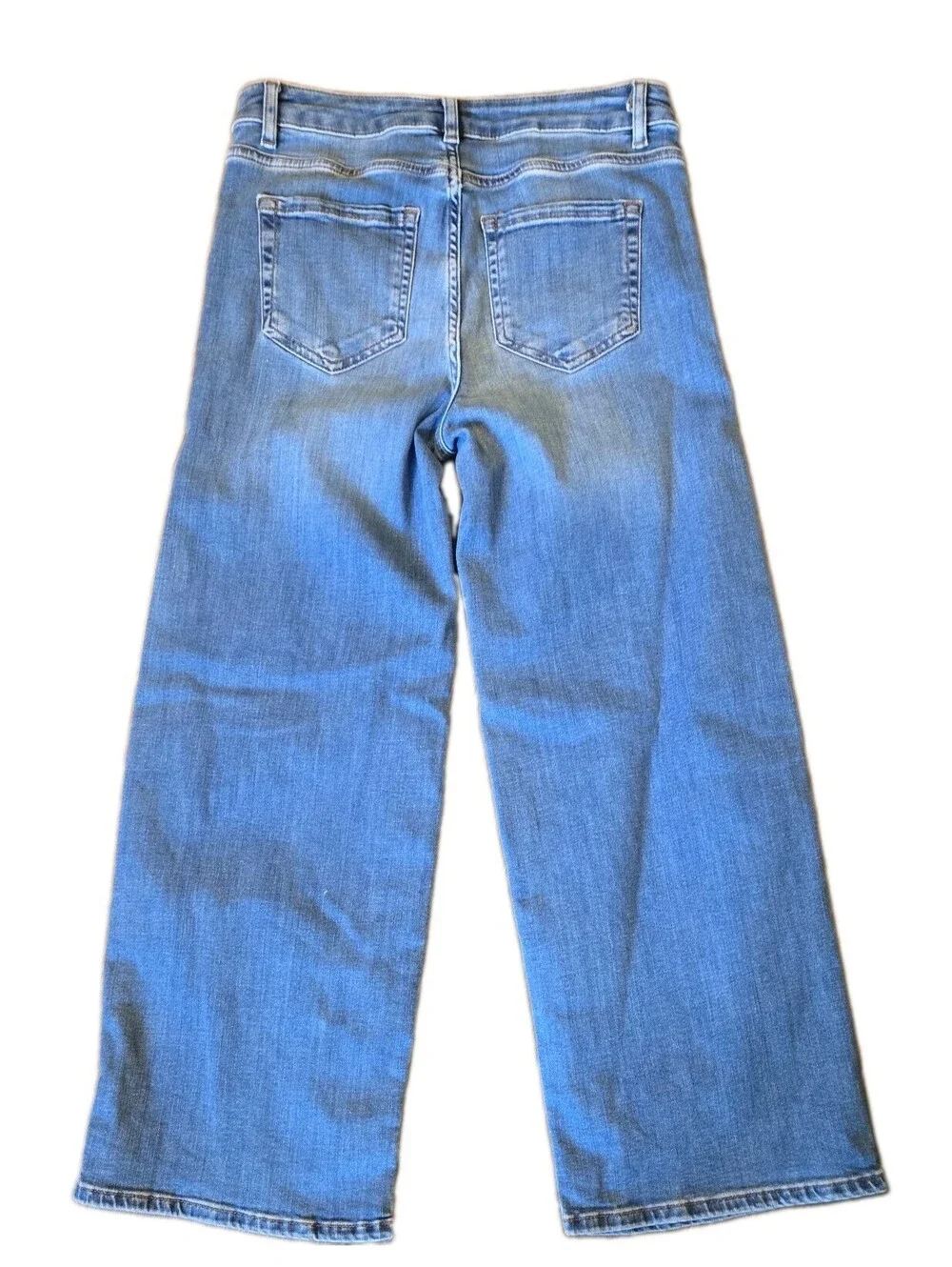 J Jill High Rise Full Leg Crop Medium Wash Jean Sz 4 Wide Leg Boho Womens